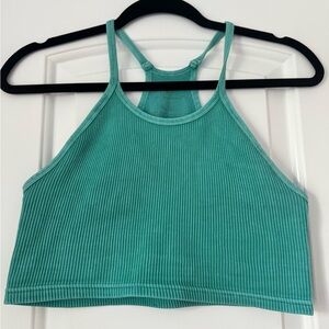 SOLD - Free people Happiness Runs Ribbed Teal Crop Top size small